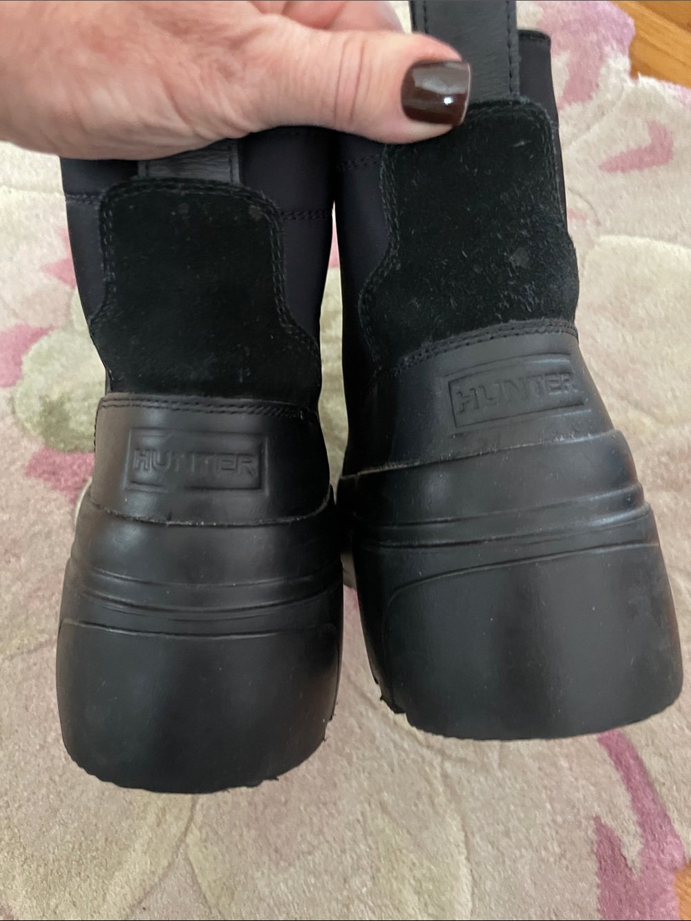 Hunter Black Zip-Front Platform Chelsea Rain Boots - Picture 2 of 10